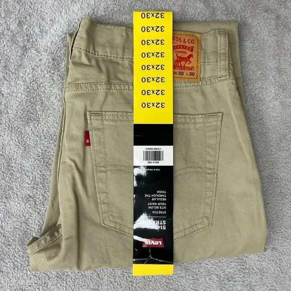 NEW Levis 514 Men's 32x30 Straight Fit Stretch Khaki Pants Regular Cotton Blend - Picture 2 of 9